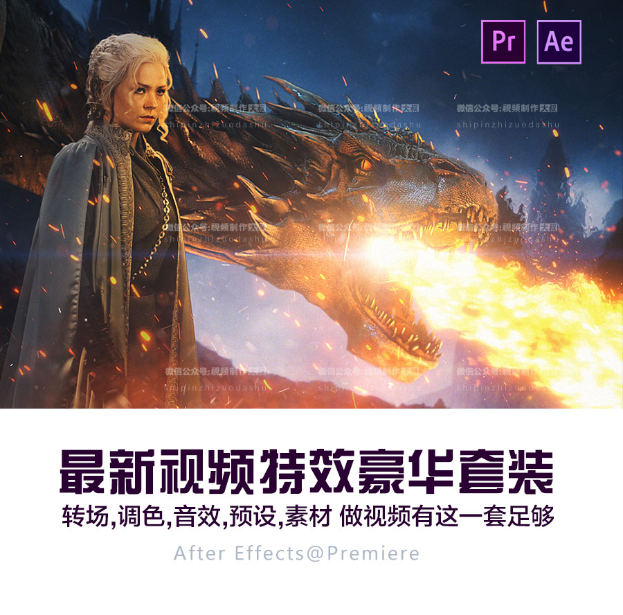 最新AE\PR豪华套装：转场,调色,音效,预设,素材！做视频有这一套足以