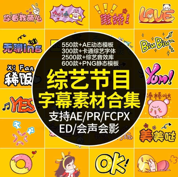 【模板】2019最新综艺娱乐特效字幕弹幕动画大合集 !