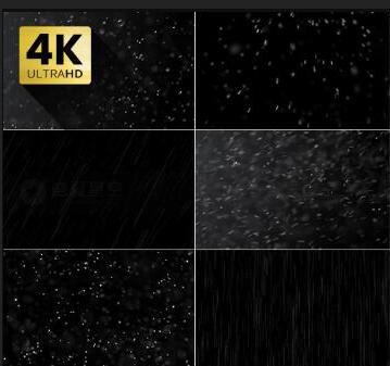 高清4K打雷下雨下雪雨水雪花闪电风雪效果背景AE合成特效视频素材